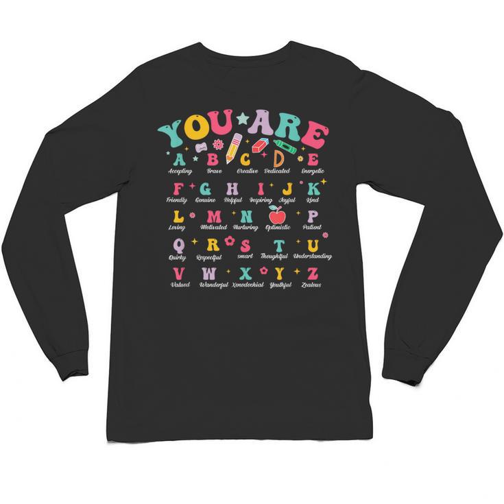Alphabet Positive Affirmations Back To School Teacher Unisex Long Sleeve T-Shirt