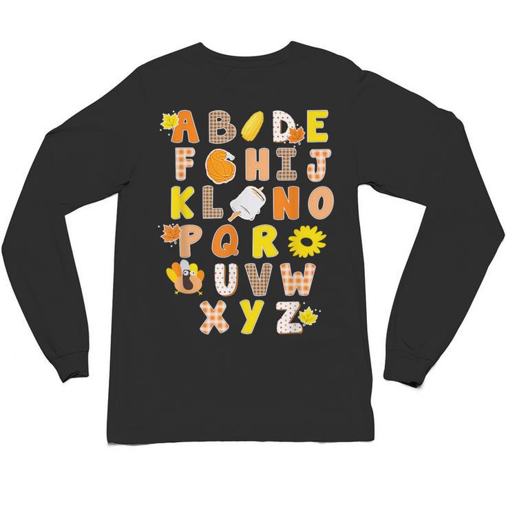 Alphabet Turkey Thanksgiving Costume Preschool Teacher Men Women Unisex Long Sleeve T-Shirt