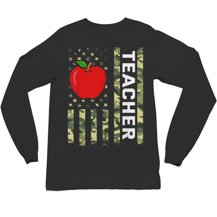 American Flag Camouflage Teacher Patriotic 4th Of July Unisex Long Sleeve T-Shirt