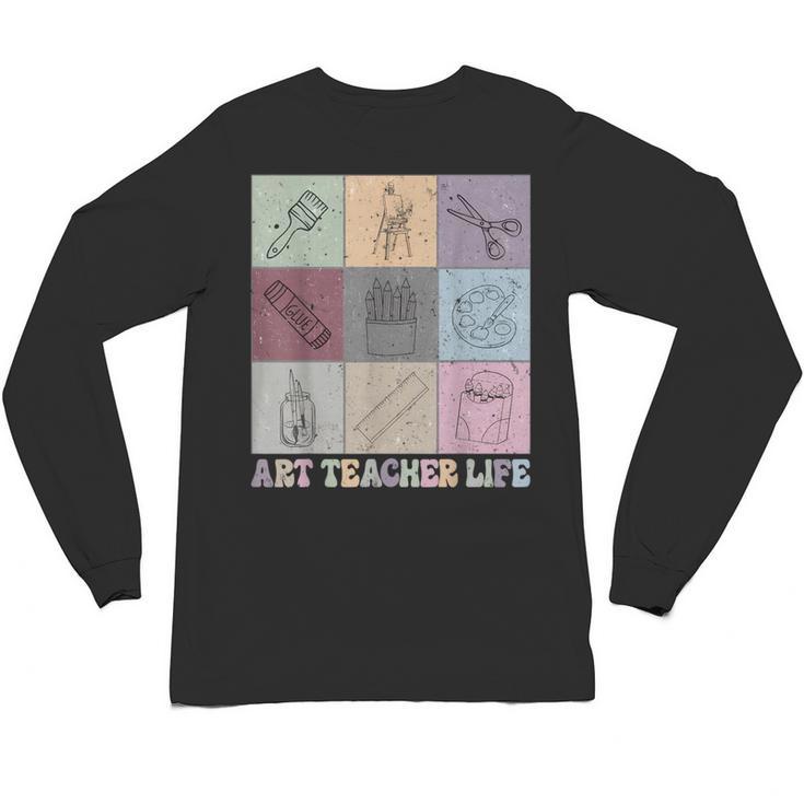 Art Teacher Life Retro Groovy Teaching Future Artists Unisex Long Sleeve T-Shirt
