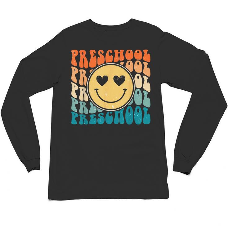 Back To School Groovy Smile Preschool Teachers Students Kids Unisex Long Sleeve T-Shirt