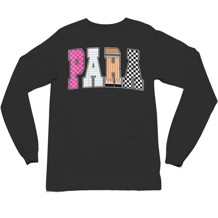 Back To School Teacher Para Preppy Checkered Para Life Unisex Long Sleeve T-Shirt