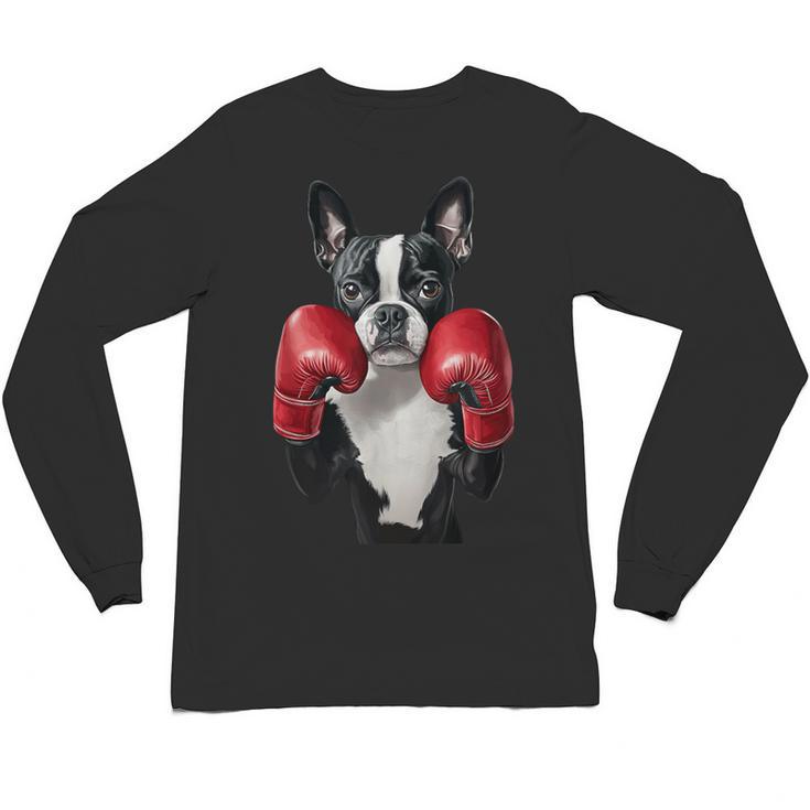 Boston Terrier Boxing Unisex Long Sleeve T-Shirt