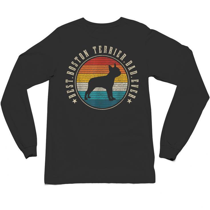 Boston Terrier Dad Retro Vintage Dog Bostie Dad Men Unisex Long Sleeve T-Shirt