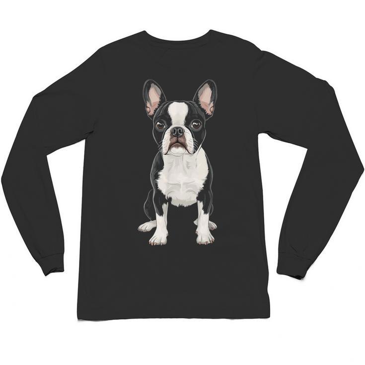 Boston Terrier Dog Motif Pet Art Boston Terrier For Men Women Kids Unisex Long Sleeve T-Shirt
