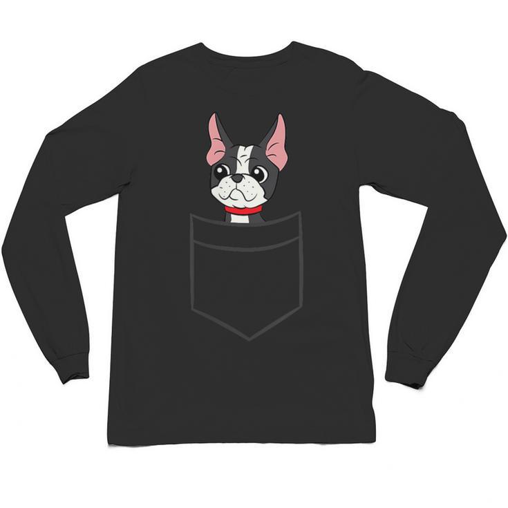 Boston Terrier Dog In The Pocket Boston Terrier For Men Women Girls Kids Unisex Long Sleeve T-Shirt