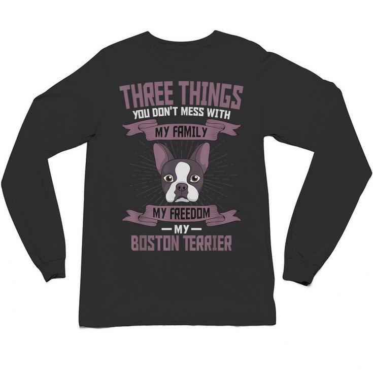 Boston Terrier Don't Mess With American Gentleman Dog Lover Unisex Long Sleeve T-Shirt