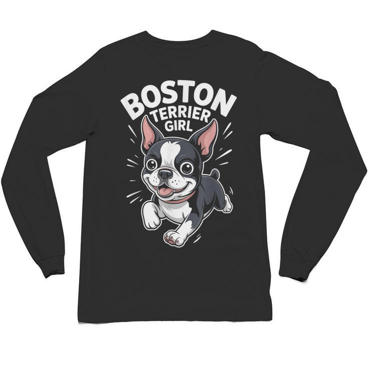 Boston Terrier Girl Cute Cartoon For Dog Owners Pet Terrier Unisex Long Sleeve T-Shirt