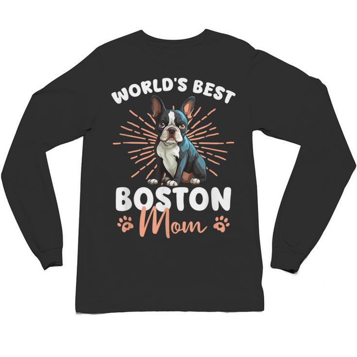 Boston Terrier Groovy World's Best Boston Mom Unisex Long Sleeve T-Shirt