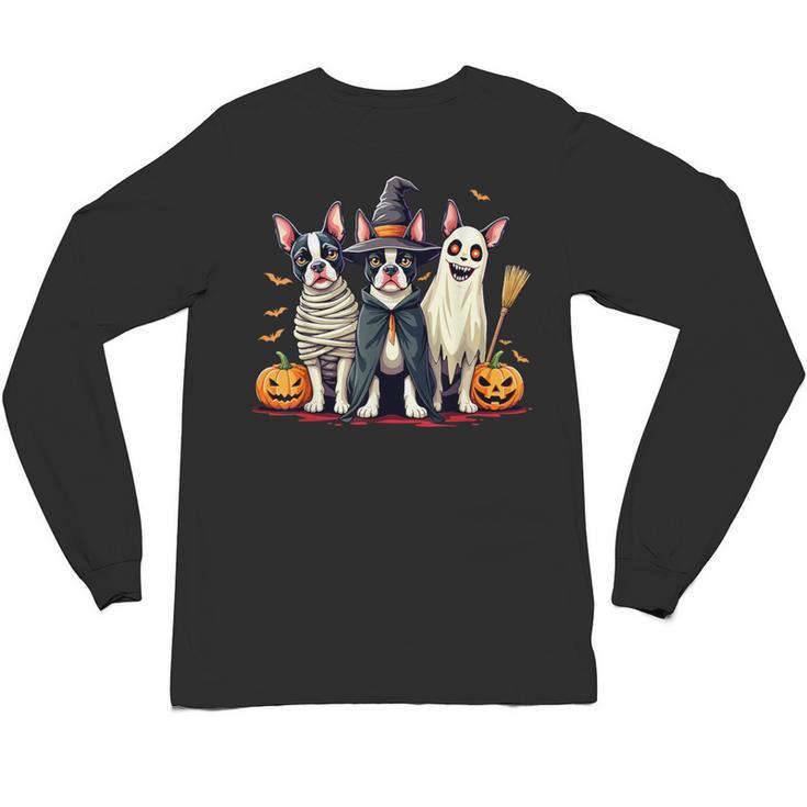 Boston Terrier Halloween Costume Mummy Witch Ghost Dog Lover For Men Women Kids Unisex Long Sleeve T-Shirt