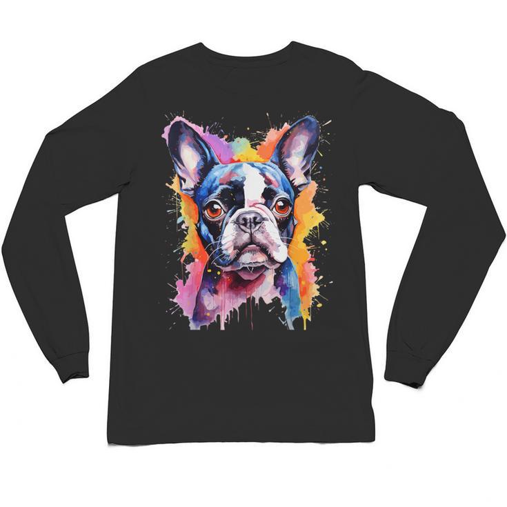 Boston Terrier Lover Pop Art Color Boston Terrier Dog For Men Women Girls Kids Unisex Long Sleeve T-Shirt