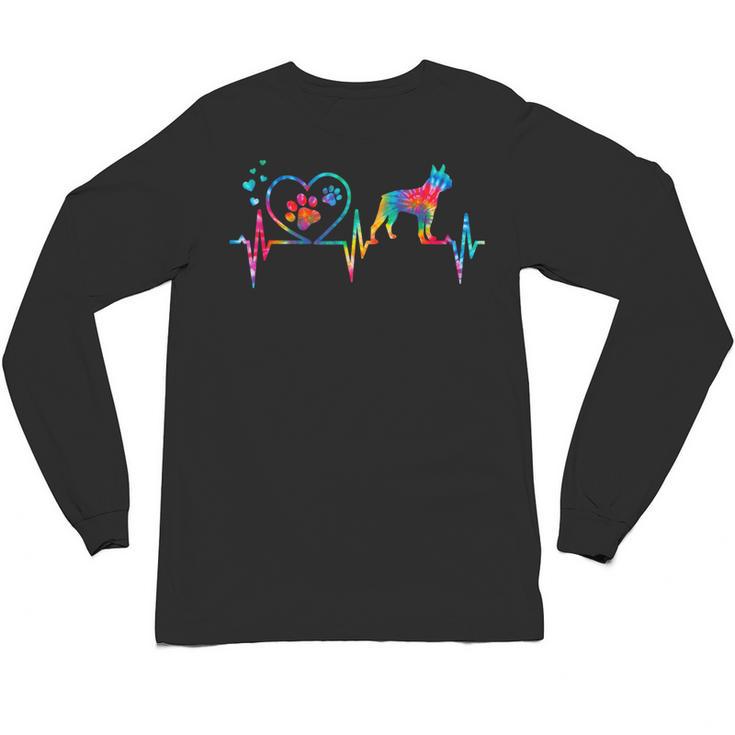 Boston Terrier Tie Dye Heartbeat Love Dog Men Women Unisex Long Sleeve T-Shirt