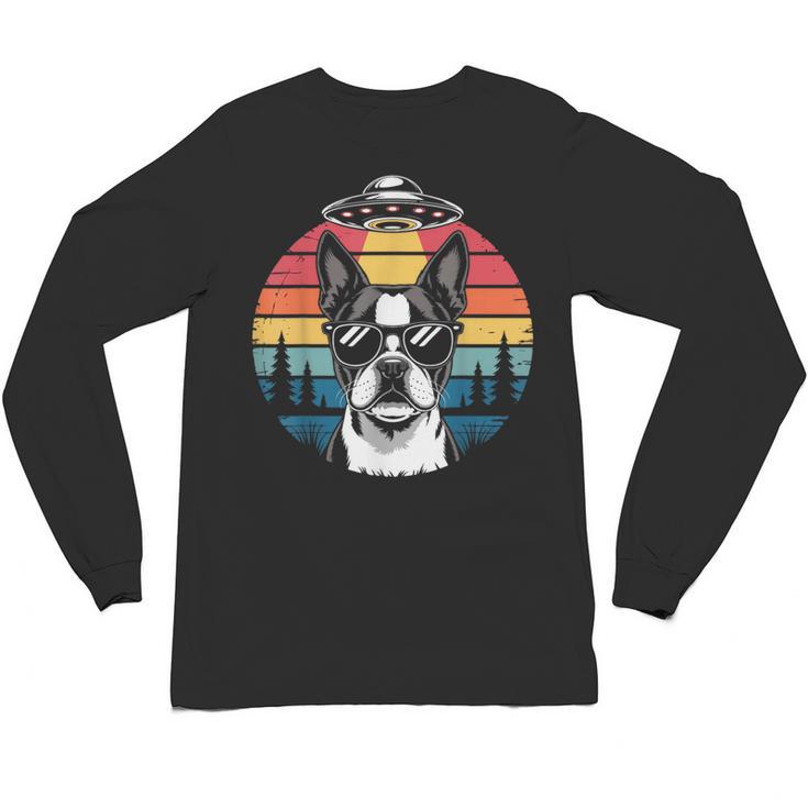 Boston Terrier UFO Alien Boston Terrier Dog Mom Dad Unisex Long Sleeve T-Shirt