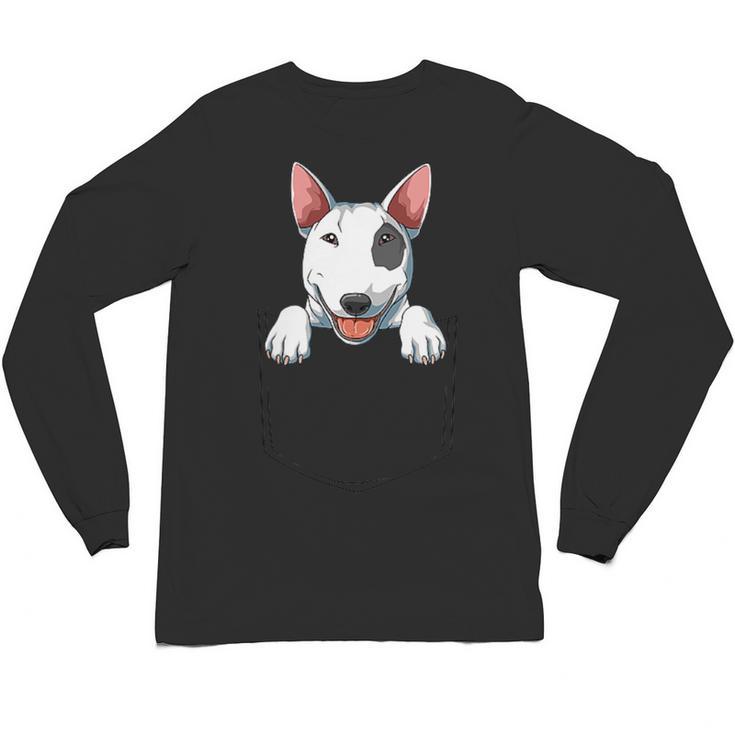 Bull Terrier Pocket Bull Terrier Peeking Out Pocket Unisex Long Sleeve T-Shirt