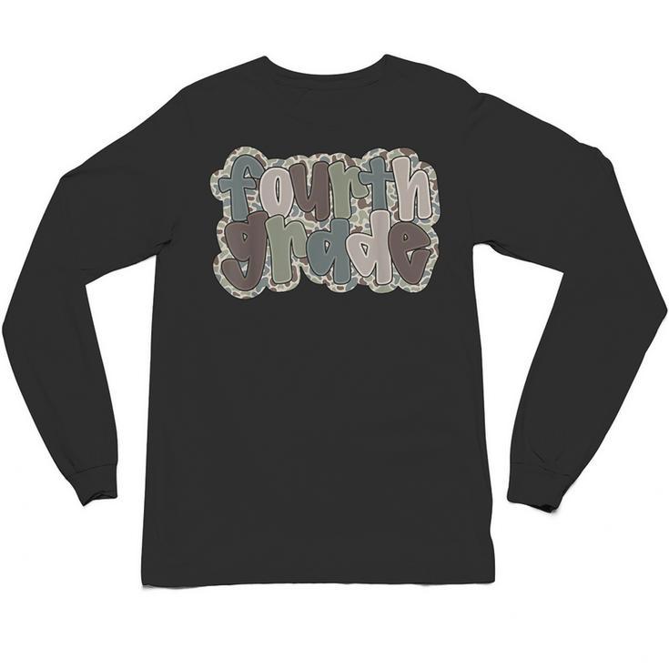 Camo Team 4th Grade Squad Back To School Teacher Kids Boys Unisex Long Sleeve T-Shirt