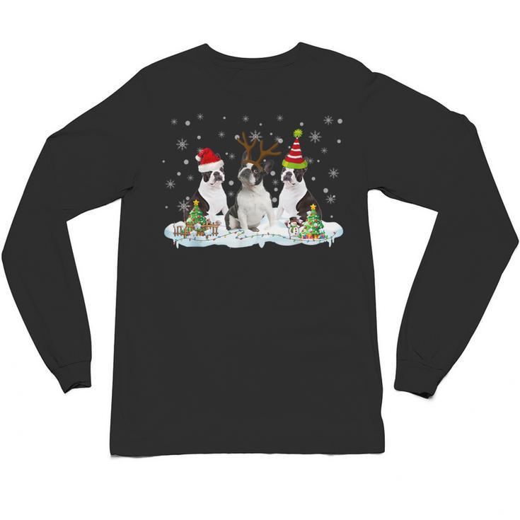 Christmas Boston Terrier Santa Dog Lover Unisex Long Sleeve T-Shirt