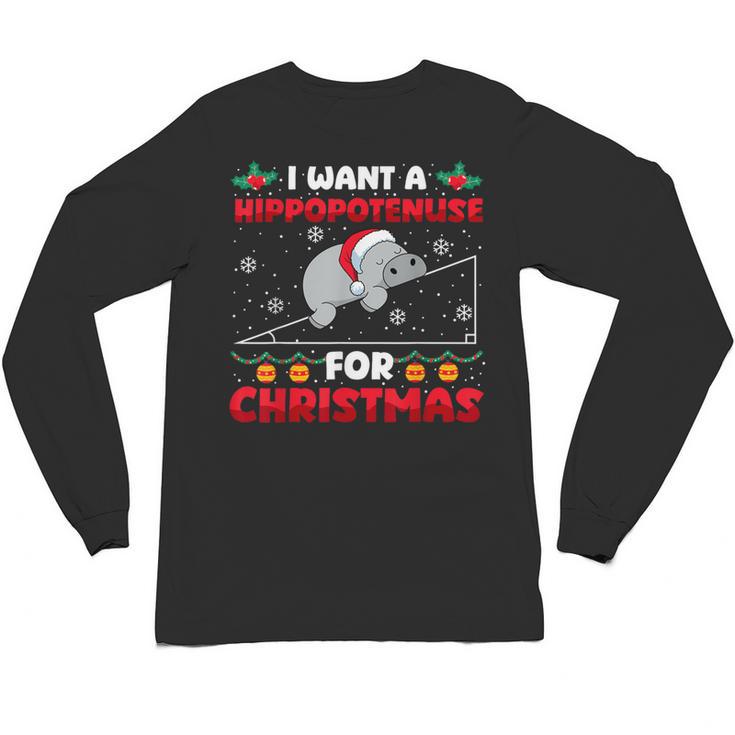 Christmas Math Teacher Hippopotenuse Math Lovers Xmas Unisex Long Sleeve T-Shirt