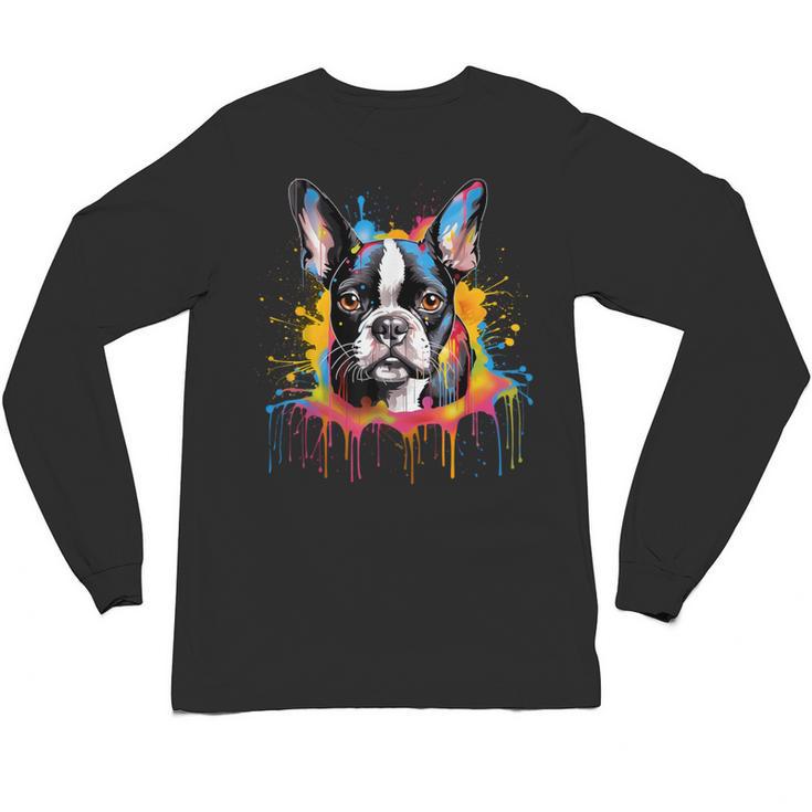 Colorful Boston Terrier Dog For Men Women Kids Unisex Long Sleeve T-Shirt