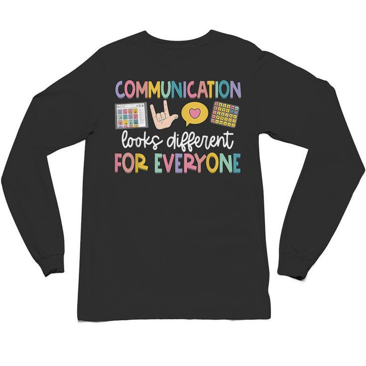 Communication Looks Different Tee Shirt Kids -Adults Teacher Animal Print Small Short Sleeve Classic Fit Crew Neck Polyester 100 Unisex Long Sleeve T-Shirt