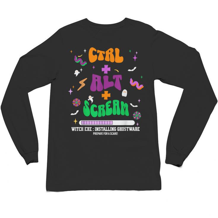 Computer Teacher Spooky Halloween Technology STEM Engineer Unisex Long Sleeve T-Shirt