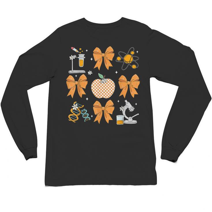 Coquette Bow Fall Science Teacher Stem Teacher Thanksgiving Unisex Long Sleeve T-Shirt