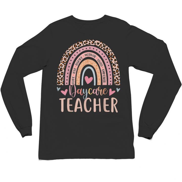 Cute Daycare Teacher Rainbow Leopard Print Childcare Worker Unisex Long Sleeve T-Shirt