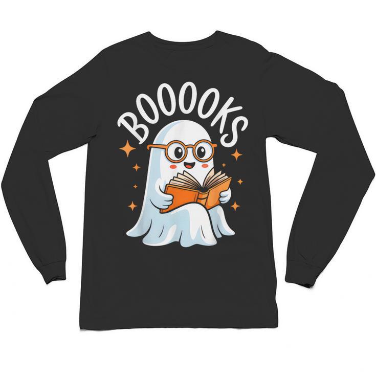 Cute Ghost Reading Book Librarian Teacher Halloween Costume Unisex Long Sleeve T-Shirt