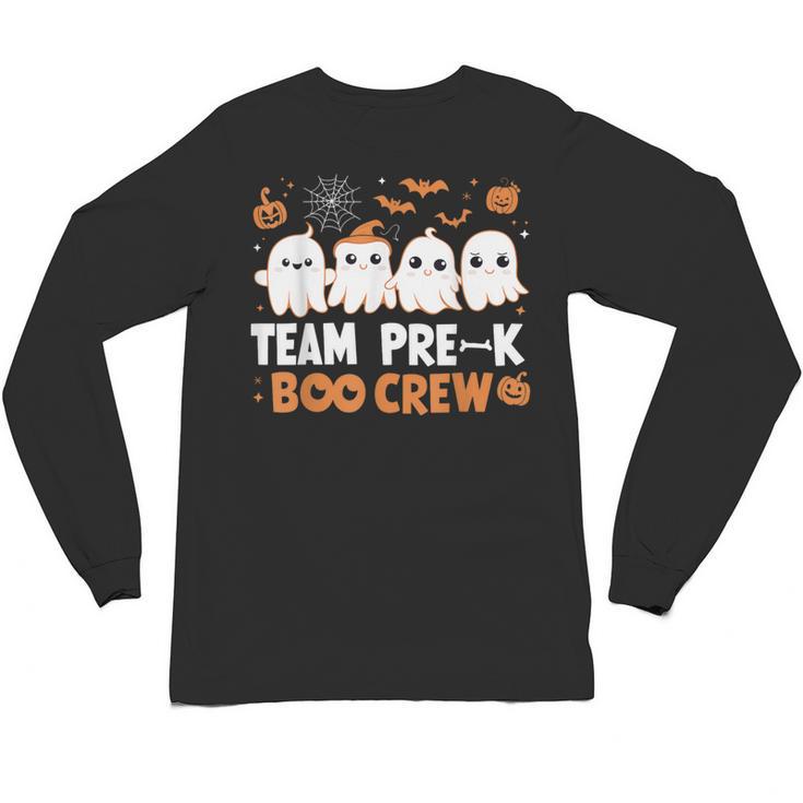 Cute Ghosts Pre-K Boo Crew Teachers Halloween Party Team For Men Women Kids Unisex Long Sleeve T-Shirt