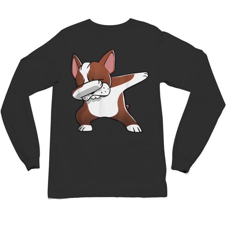 Dabbing Red Boston Terrier Dab Dance Dog Men Women Kids Unisex Long Sleeve T-Shirt