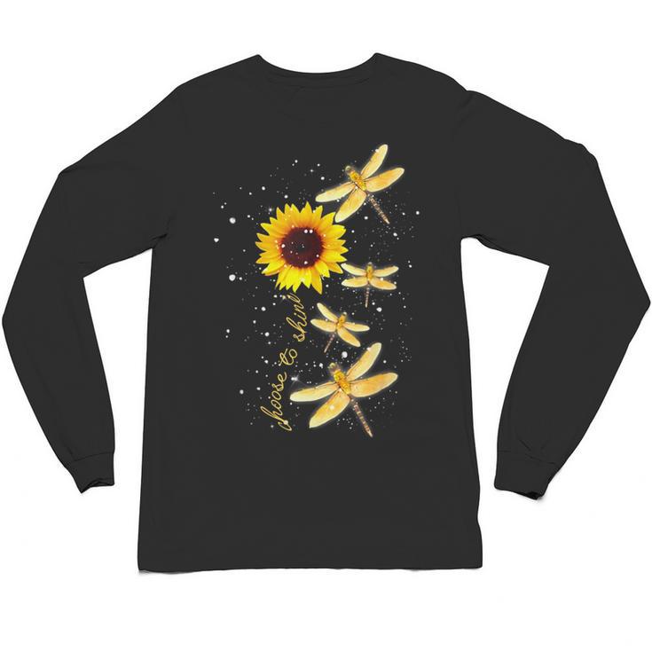 Dragonfly Sunflower Teacher Growth Mindset Choose To Shine Unisex Long Sleeve T-Shirt