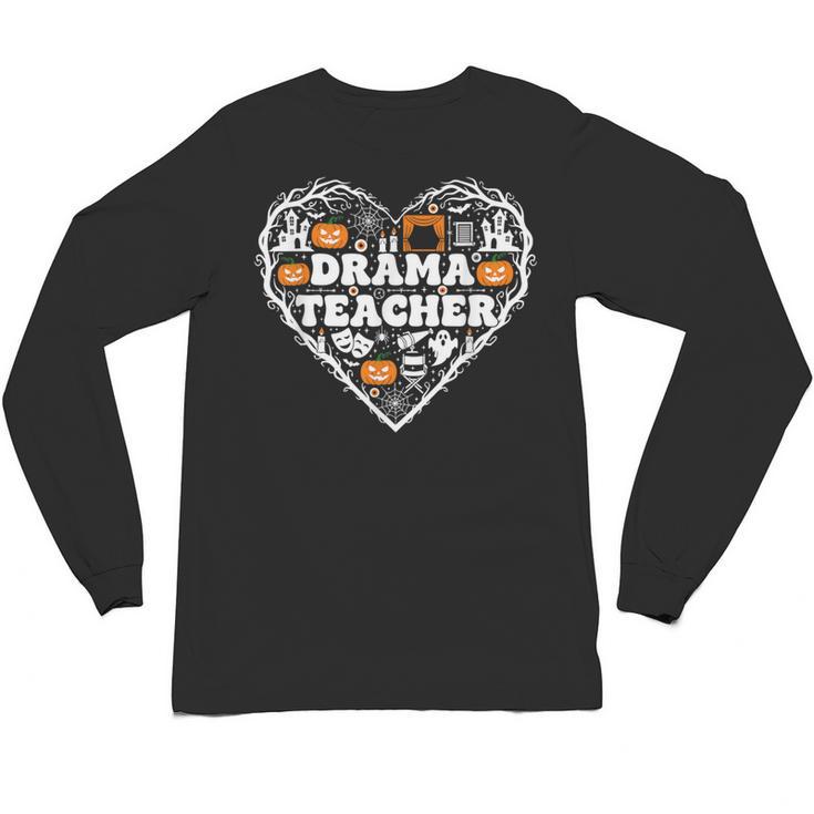 Drama Teacher Heart Pumpkin Ghost Halloween Kids Unisex Long Sleeve T-Shirt