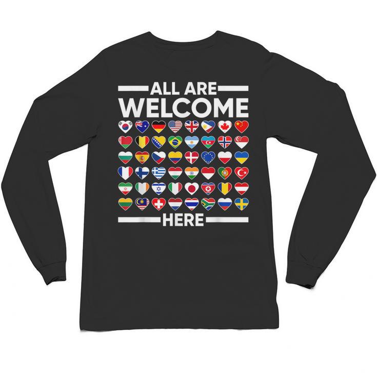 ESL Teacher All Are Welcome Here For Worlds Virtual Teachers Unisex Long Sleeve T-Shirt