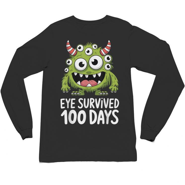 Eye Survived 100 Days Of School Monster Lover Teacher Kids Unisex Long Sleeve T-Shirt