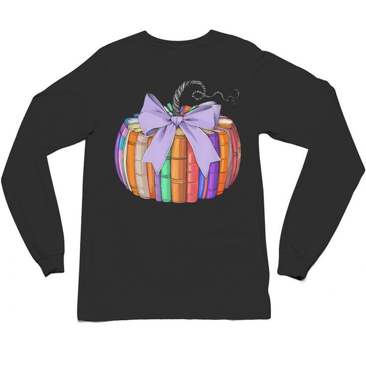 Fall Pumpkin Books Lover Halloween Teacher Teaching Staff Unisex Long Sleeve T-Shirt