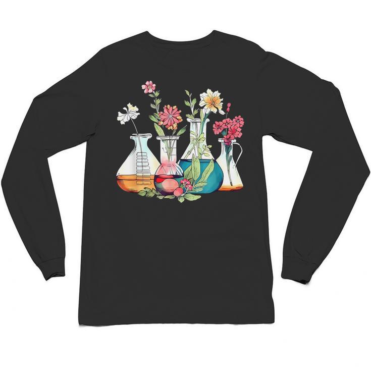 Floral Beakers Chemistry Lab Teacher Unisex Long Sleeve T-Shirt