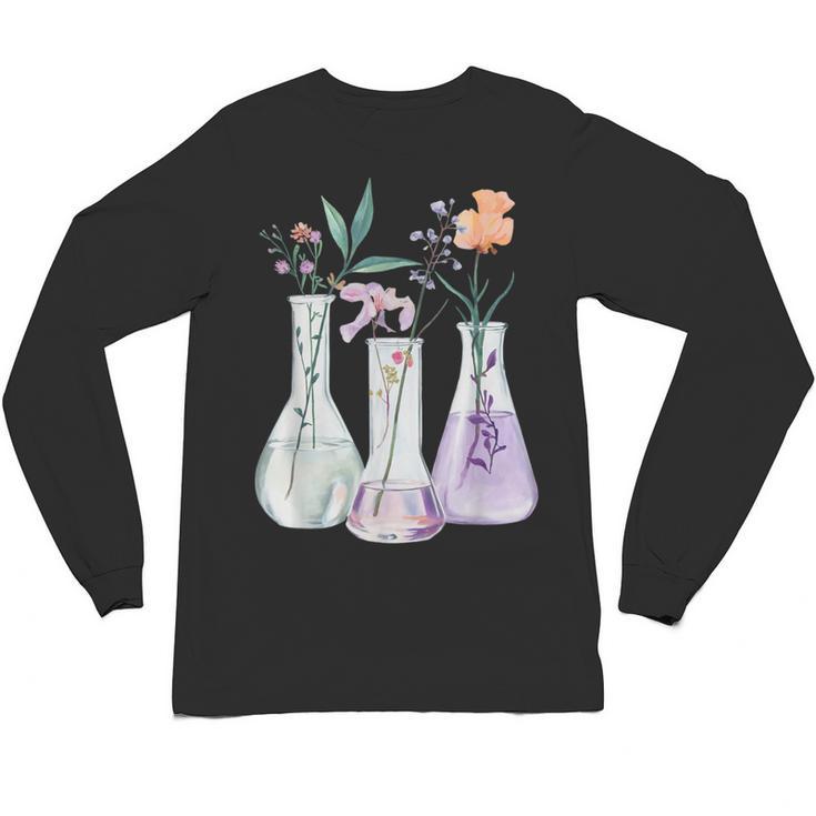 Flowers Test Tube Chemistry Student Science Teacher Women Unisex Long Sleeve T-Shirt