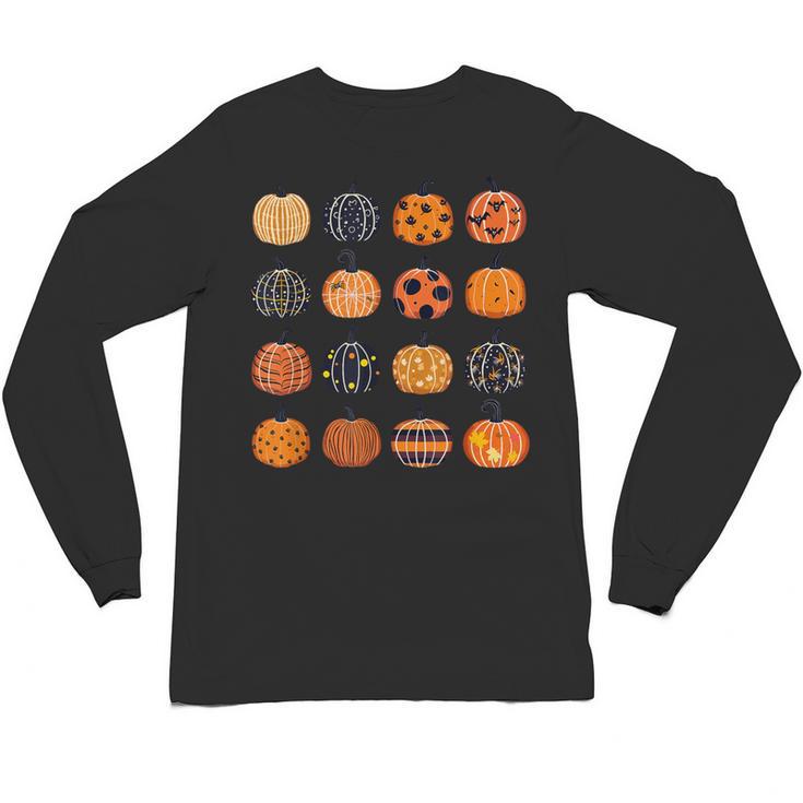 Folk Art Pumpkins Teacher Nurses Admin Witch Halloween Cute Unisex Long Sleeve T-Shirt