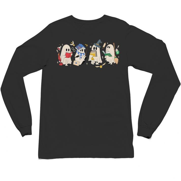 Ghost Book Reading Books Lover Teacher Happy Halloween Unisex Long Sleeve T-Shirt