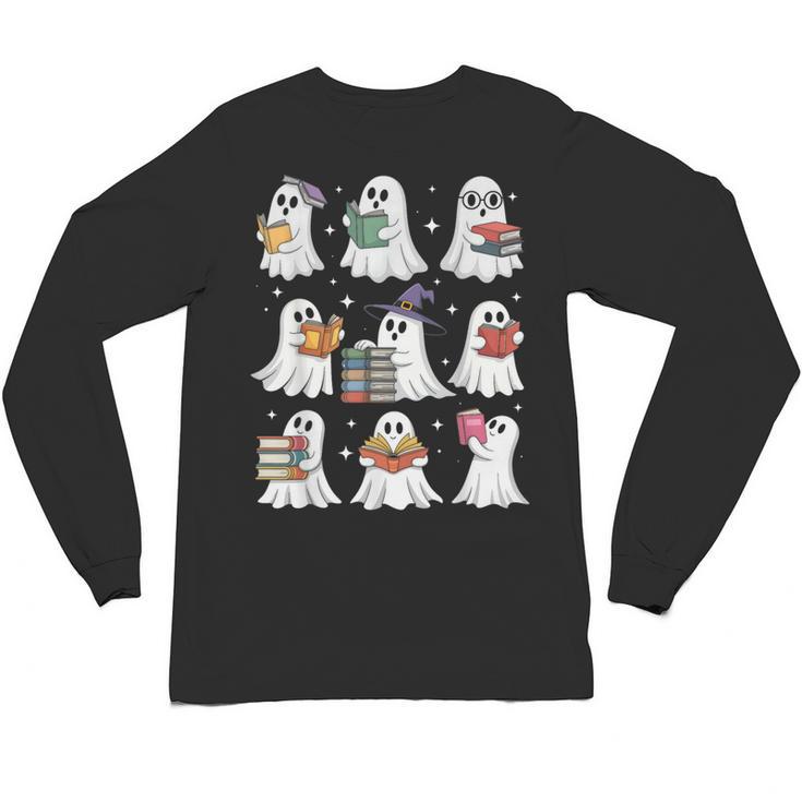 Ghost Reading Teacher Halloween Costume Librarian Book Lover Unisex Long Sleeve T-Shirt