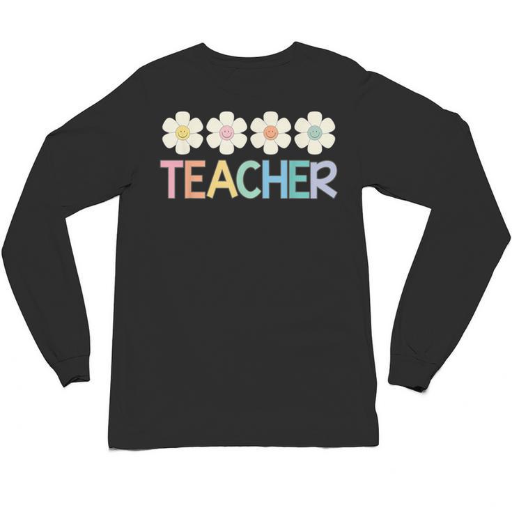 Groovy Teacher Cute Daisy Flower Retro Back To School Unisex Long Sleeve T-Shirt