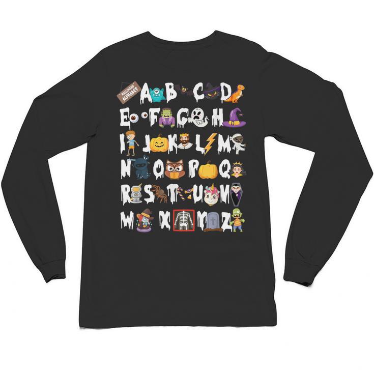 Halloween Alphabet ABCs Learning Kindergarten Teacher Men Women Kids Unisex Long Sleeve T-Shirt, trending gift Halloween Alphabet ABCs Learning Kindergarten Teacher Men Women Kids Unisex Long Sleeve T-Shirt, trending gift