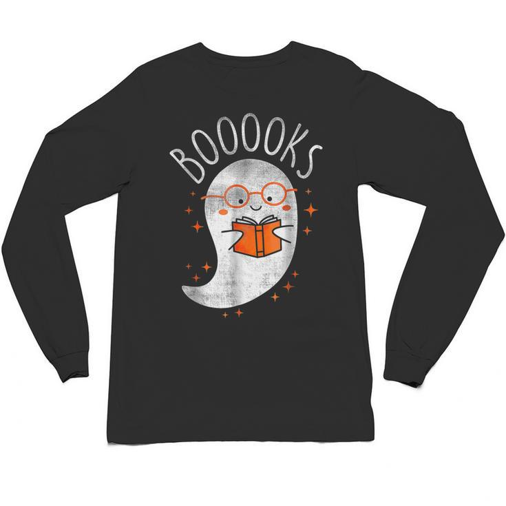 Halloween Cute Ghost Book Reading Teacher Unisex Long Sleeve T-Shirt