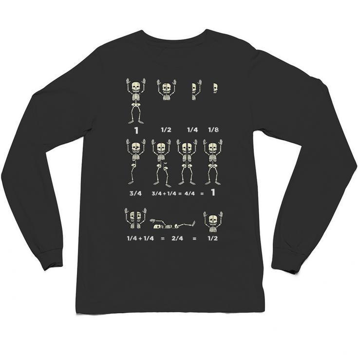 Halloween Skeleton Math Fraction Teacher Men Women Unisex Long Sleeve T-Shirt