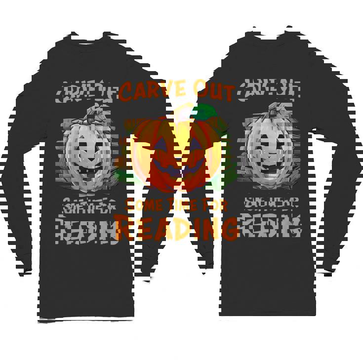 Halloween Teacher Librarian Pumpkin Reading Books Men Women Kids Unisex Long Sleeve T-Shirt