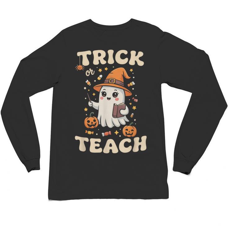 Halloween Teacher Shirts Women School Trick Or Teach Groovy Unisex Long Sleeve T-Shirt, trending gift Halloween Teacher Shirts Women School Trick Or Teach Groovy Unisex Long Sleeve T-Shirt, trending gift