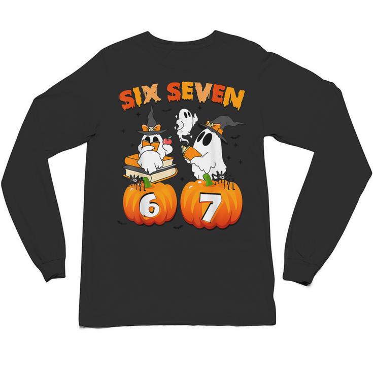 Haunted By 67 Boo Ghost Pumpkin Halloween Teacher Unisex Long Sleeve T-Shirt
