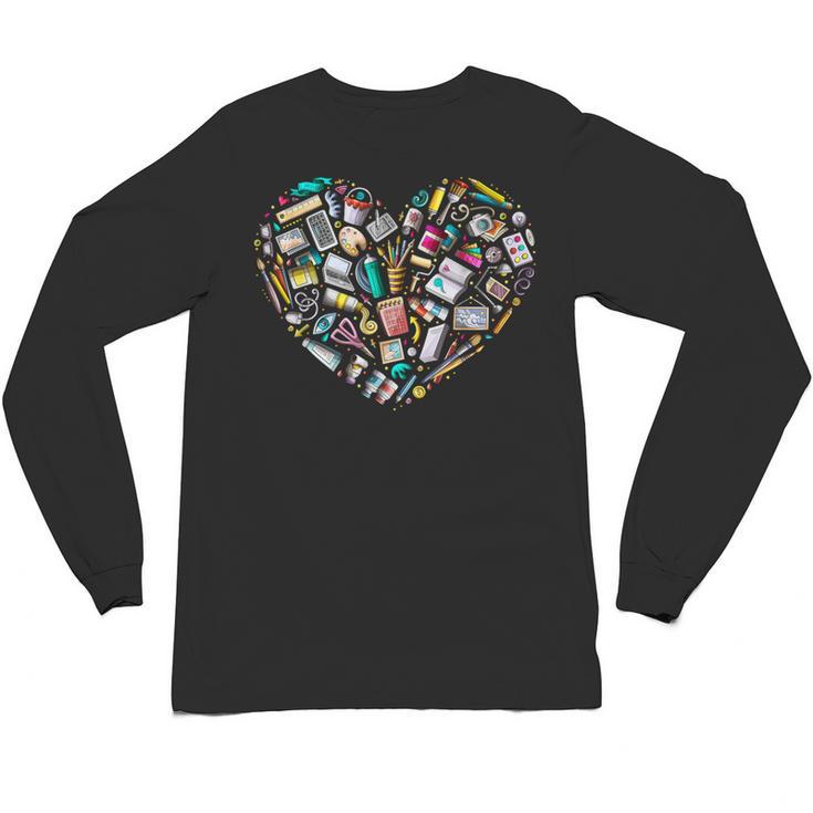 Heart Shape Art Teacher And Painting Sketching Artist Unisex Long Sleeve T-Shirt