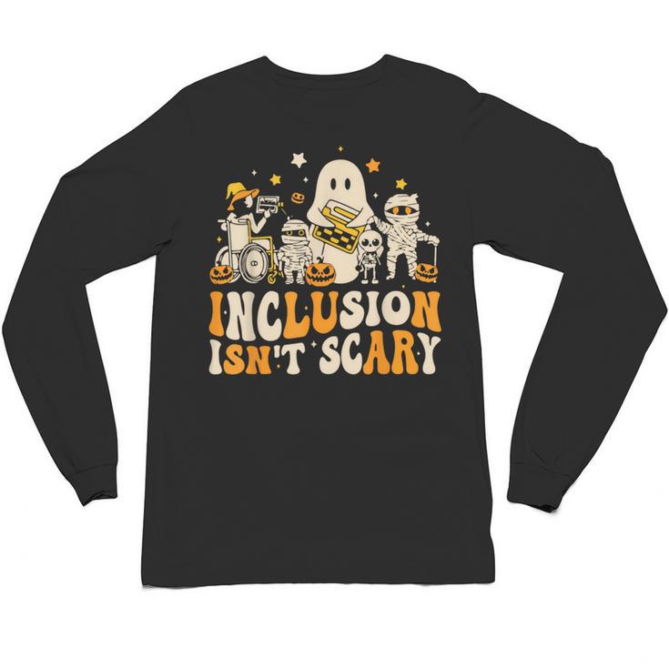 Inclusion Isn't Scary Mummy Boo Ghost Halloween SLP Teacher Unisex Long Sleeve T-Shirt