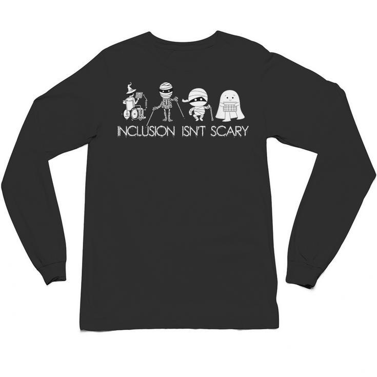 Inclusion Isn't Scary Slp Halloween Sped Teacher Ghost Mummy Unisex Long Sleeve T-Shirt, trending gift Inclusion Isn't Scary Slp Halloween Sped Teacher Ghost Mummy Unisex Long Sleeve T-Shirt, trending gift