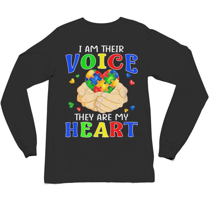 I Am Their Voice They Are My Heart Autism Awareness Teacher Unisex Long Sleeve T-Shirt